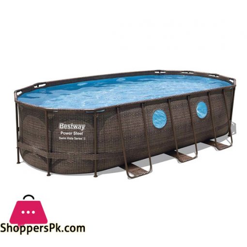 Bestway - 56716 Oval Above Ground Pool With Swim Vista Porthole