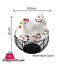 Iron Egg Storage Basket Snack Fruit Basket Creative Collection Ceramic Hen Ornaments Decoration Kitchen Accessories