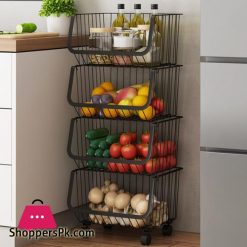 Movable Cart Shelf 2 Tier Home Kitchen Bedroom Organisation Metal Storage Rack Crevice Organizer with Wheels Fruit Vegetables|Racks & Holders