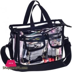 Medium Clear PVC Makeup Artist Set Bag Transparent Cosmetic Storage Bag Travel Make up Kits Organizer MUA Bag with Removable Shoulder Strap