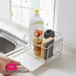 Sponge Holder Soap Drain Storage Rack Kitchen Sink Organizer Dishcloth Brush Holder Iron Shelf Bathroom Organizer Black