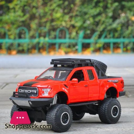 Die cast Metal Children Toys Car Model Vehicle jianyuan 132 for Ford Raptor big foot pick up truck with sound light 32129 gld3toys car model