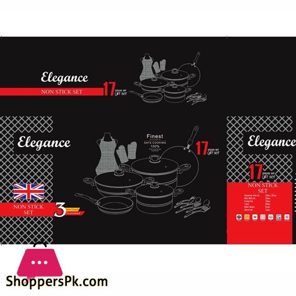 Elegance Non-Stick Cookware 17-Pcs Set