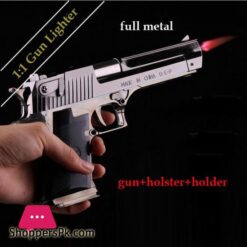 Metal Desert Eagle Windproof Lighter Smoking Cigarette Cigar Lighter Pistol Gun Shaped Refillable Butane Gas Flame Jet Lighterlighter air