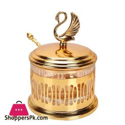 Unique Jars Style Gold Finish Metal Glass Salt Sugar Jar Storage Bottle Tableware Dinnerware Home Table DecorFigurines Miniatures