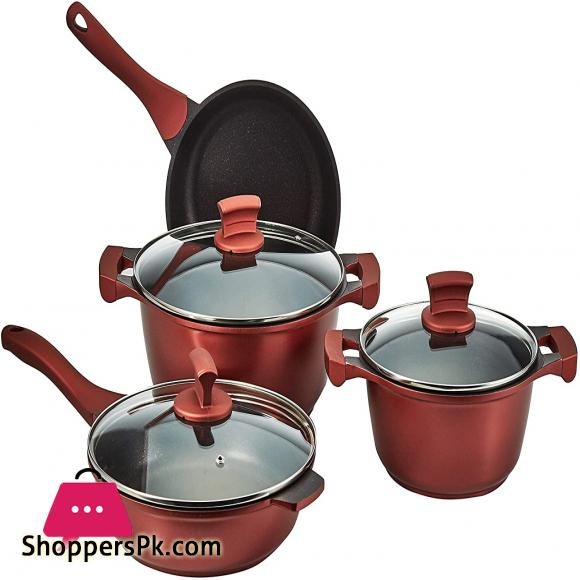 Winsor 9 Pc Cast Aluminum Non Stick Cookware Set Red WR6004