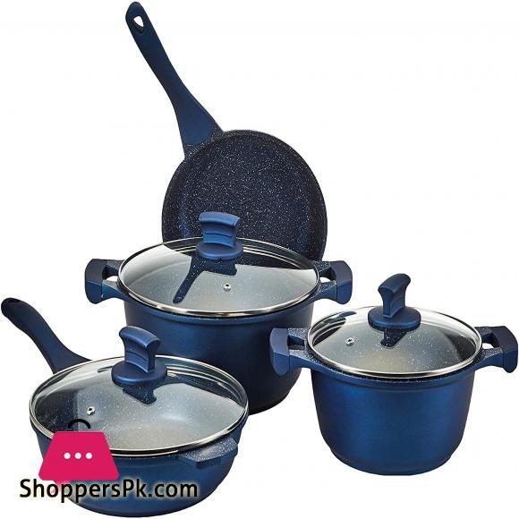 Winsor WR6005 Non Stick 9 Pieces Cookware Set Dark Blue Aluminum