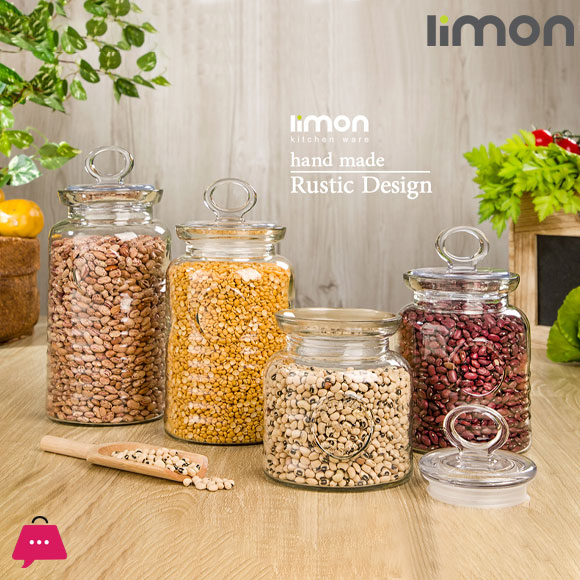 Limon Rustic Glass Jars Airtight Jars with Lids 1- Pcs Iran Made