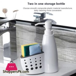 Multifunctional 2 In 1 Soap Bottle Sponge Drainboard Plastic Liquid Soap Dispenser Kitchen Bathroom Hand Press Type DispenserLiquid Soap Dispensers