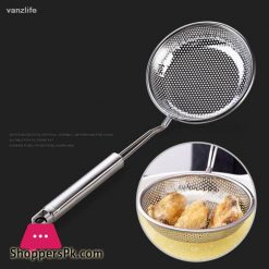 Stainless steel frying colander household fence mesh kitchen large spoon scoop filter net mesh spoonColanders Strainers