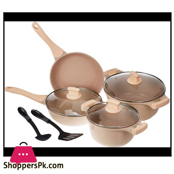 Winsor WR6003 9 Pcs Cast Non-Stick Cookware Set - Beige