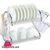 2 Tier Dish Rack Dish Cup Drying Rack Drainer Tray Cutlery Holder