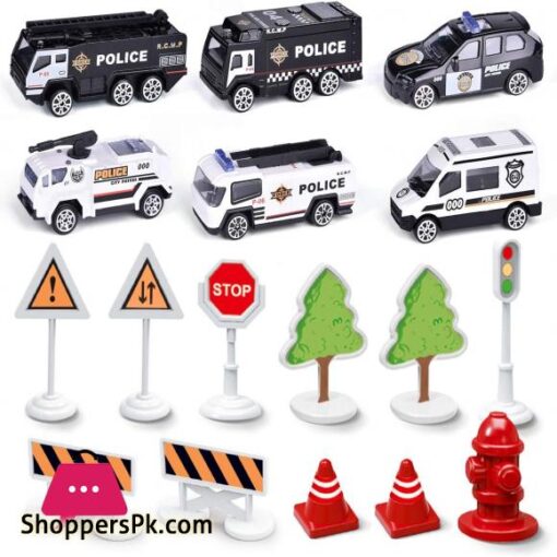 FUN LITTLE TOYS Airplane Toys with 6 Police Die cast Toy Cars and Accessories Police Airplane Play Vehicle Set for Kids Gifts Toys for 345 Year Old Boys