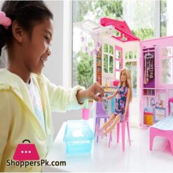 Barbie Doll and Dollhouse Portable 1 Story Playset with Pool