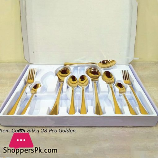 Golden Cutlery Spoon And Forks Ste For 6 Persons - 28 Pcs