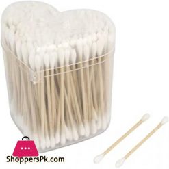 Heart Shape Box Wooden Rod Double End White Cotton Buds Swabs 270Pcs