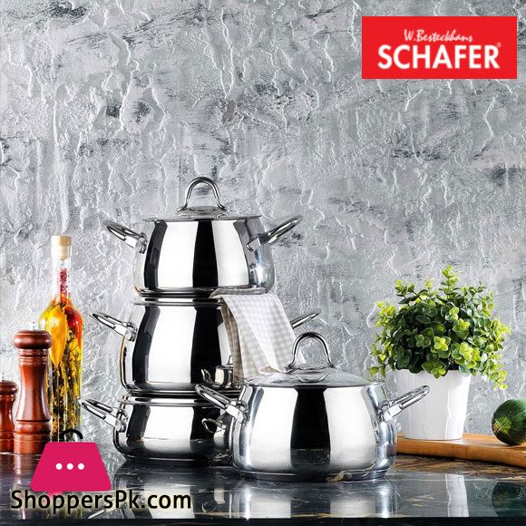 Schafer Trendy 8 Pieces Steel Cookware Set Inox Turkey Made