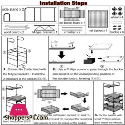 4 Tier Metal Kitchen Bakers Rack Rolling Utility Cart Spice Rack Microwave Oven Stand Shelf Utensil Holder Drawer Organizer Fruit Vegetable Storage Basket