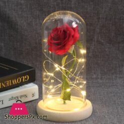 Hot Beauty And The Beast Eternal Rose White Base With Led Lights Glass Dome Black Red Rose Valentines Day Mothers Day