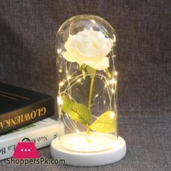 Hot Beauty And The Beast Eternal Rose White Base With Led Lights Glass Dome Black Red Rose Valentines Day Mothers Day