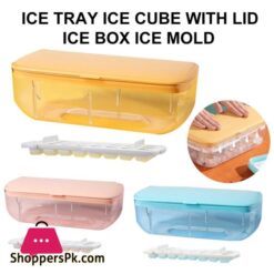 Ice Cube Tray with Lid and Bin Quick Release Silicone Ice Cube Maker Mold with Container for Cocktail Whiskey Bar Kitchen Tools