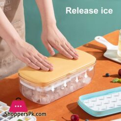 Ice Cube Tray with Lid and Bin Quick Release Silicone Ice Cube Maker Mold with Container for Cocktail Whiskey Bar Kitchen Tools