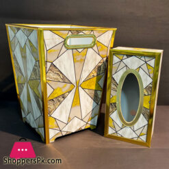 Modern Design Wooden Dustbin & Tissue Box Set