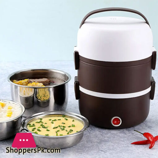 220V Electric Heating Lunch Box Stainless Steel 2L Large Thermal Food Container Warmer Mini Rice Cooker Work Home Lunchbox Set