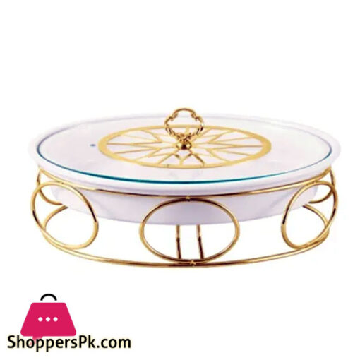 Brilliant Oval Casserole Serving Dish Food Warmer With Tea Light Candle Stand 16 Inch - BR04005