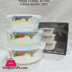 3 Pcs Set Of Marble Bowls With Plastic Lid Heat Resistant Bowls