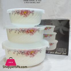 3 Pcs Set Of Marble Bowls With Plastic Lid Heat Resistant Bowls