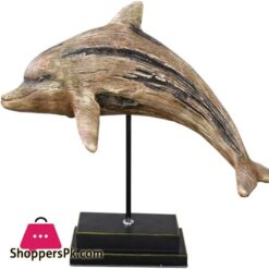 Aida Bz Dolphin Statue Sculpture Imitation Wooden Resin Crafts Ornaments Home Hotel Office Desktop Decorations 28X405X16CM