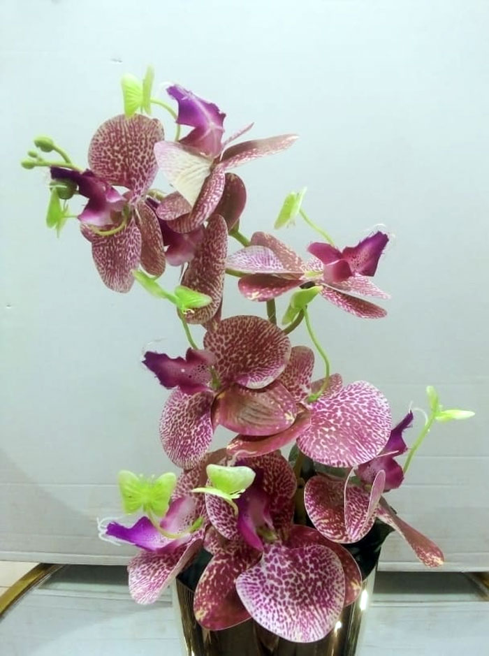 Artificial Orchid Flower Pot Metal Ice Gold Pot 6 Artificial Orchid Flower Pot Metal Ice Gold Pot