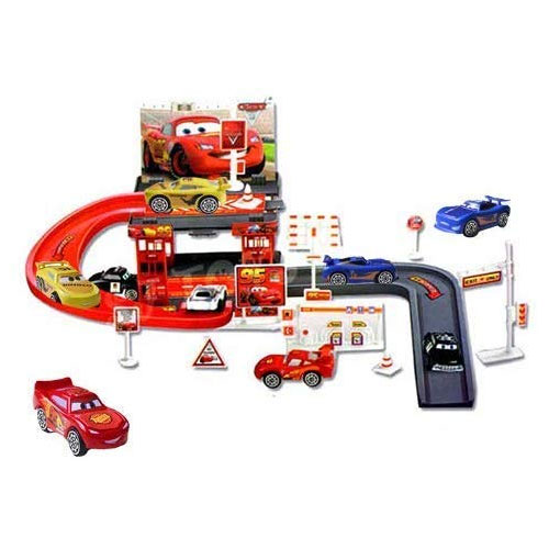 Red Lightning Car McQueen Ultimate Parking Lot Cars Springs Race Track ...