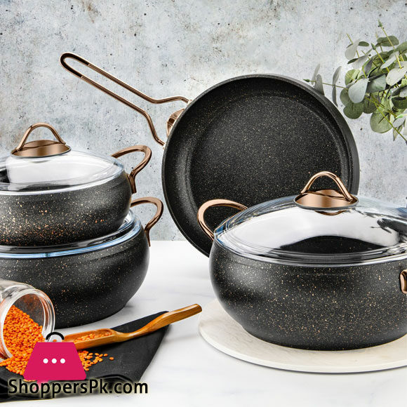 Alya Granite Casserole 7 Piece Cookware Set S-7006 Turkey Made