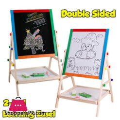 2 in 1 Wooden Kids Learning Art Easel Magnetic Stationery Double Sided Drawing Board Kit