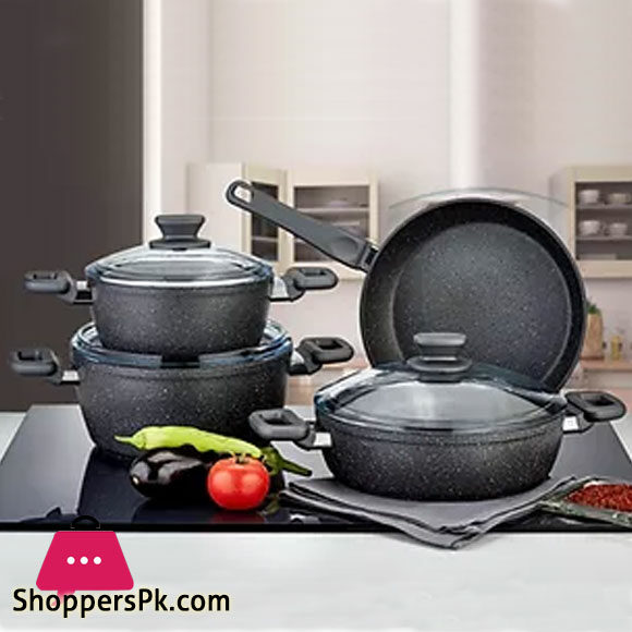 Alya Granite Casserole 7 Piece Cookware Set CENK Turkey Made