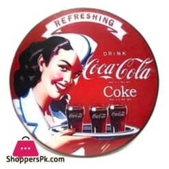 Coca Cola Hanging Wooden Frame Round