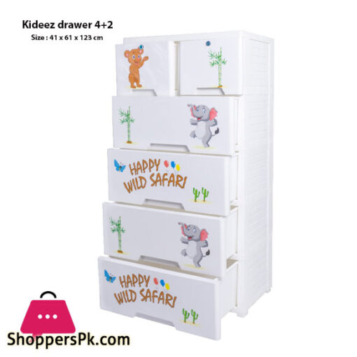 Wild Safari Kideez Plastic Drawers Cabinet 4+2 - Jumbo