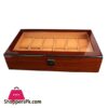 12 Slots Wooden Clock Display Case Glass Case Lock Storage OrganizerWatch Boxes