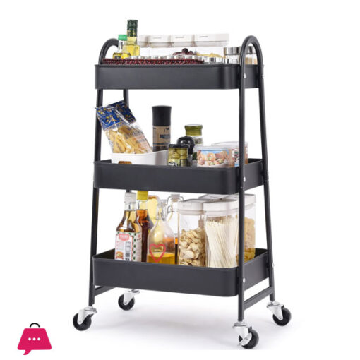 Multi-Purpose Utility Rolling Mobile Cart Trolley Organizer with 3 Tier Drawer Units & Metal Mesh Shelving Holders Basket Rack for Kitchen,Bathroom,Bedroom Storage on Wheels