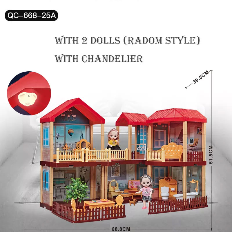 Princess Diy Villa Doll House Plastic Game Doll House Furniture Kit And  Digital Assembly Puzzle Toys For Girls And Children Kids 27Inch in Pakistan