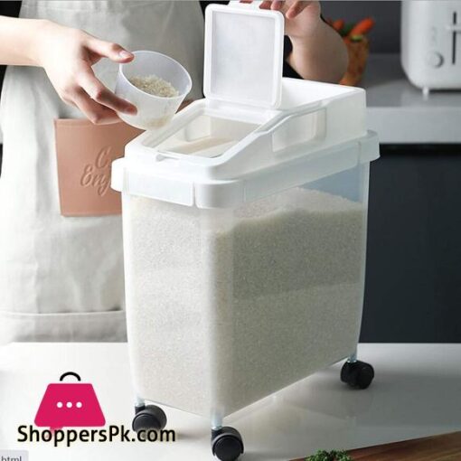 zym Rice Bucket Household Kitchen Miscellaneous Grain Storage Box Removable Rice Bucket Moisture proof Plastic Grains Large capacity Rice Storage Tank WhiteColorwhite