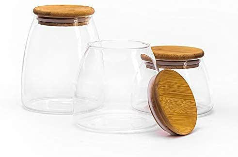 Glass Food Storage Jars With Airtight Seal Bamboo Lids, Modern Design  Kitchen Canister Set For Serving Spice, Tea, Coffee, Cookie, Pastry For  Restaurant/bakery - Temu