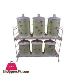 ZP236 Green Rose Jar Set 6 Piece