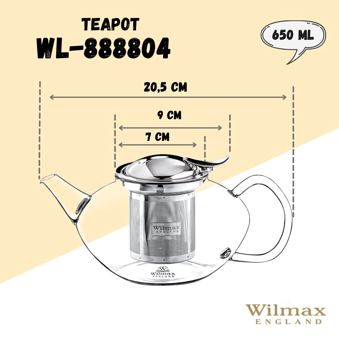 Wilmax England Thermo Glass Tea Pot 650 ML - WL-888804-A