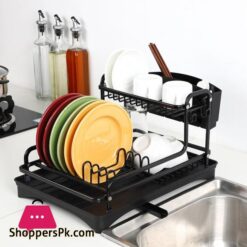 4 in 1 Aluminum Alloy Kitchen Dish Drying Rack Sink Drainer Plates Bowls Organizer Accessories Cutlery Wine Glass Storage Shelf