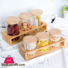 3-Pcs Condiments Rack with Airtight Glass Jars 320 ml