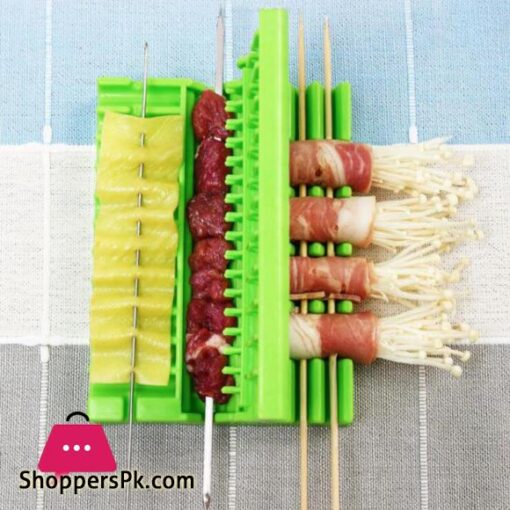 BBQ String Artifact Fast Effortless Non stick Removable Easy Cleaning Barbecue Plastic Double Wolf Teeth Skewer Box for Camping