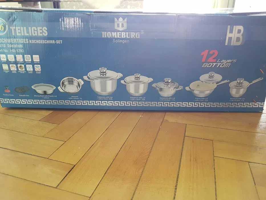 Homeburg Stainless Steel Cookware Set Induction Safe 16 Pieces 5 Homeburg Stainless Steel Cookware Set Induction Safe 16 Pieces